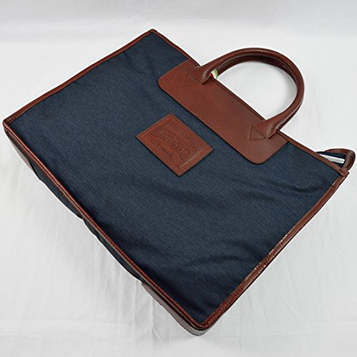 Orobianco 7026184 オロビアンコ ビジネスバッグ/ブリーフケース ナイロンデニムネイビー/ダークブラウンレザー 画像1