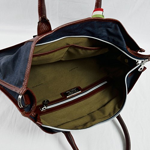 Orobianco 7026184 オロビアンコ ビジネスバッグ/ブリーフケース ナイロンデニムネイビー/ダークブラウンレザー 画像2