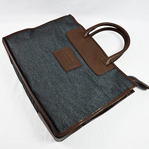 Orobianco 7026185 オロビアンコ ビジネスバッグ/ブリーフケース ナイロンデニムブラック/ダークブラウンレザー 画像1