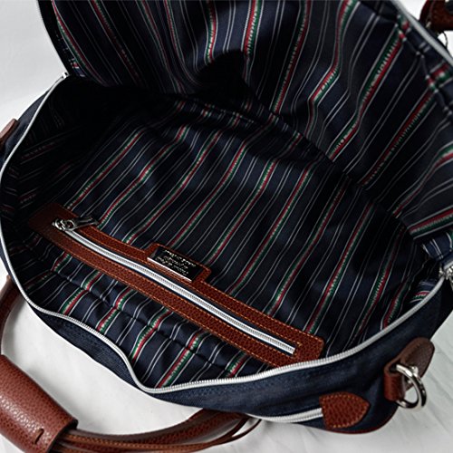 Orobianco 7026214 オロビアンコ  ビジネスバッグ/ブリーフケース ナイロンデニムネイビー/型押しブラウンレザー 画像2