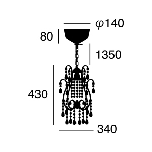 ARTWORK STUDIO AW-0229Z-CH Eden 1 (エデン) クローム
 寸法画像
