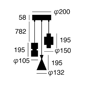 ARTWORK STUDIO AW-0387Z-B/GD Complex-pendant (コンプレックスペンダント)
 寸法画像