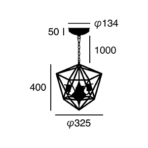 ARTWORK STUDIO AW-0398Z Pentagon (ペンタゴン)　 【3灯タイプ】
 寸法画像