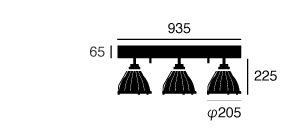 ARTWORK STUDIO AW-0410Z-R/BK Bishop 3-remote ceiling lamp (ビショップ3リモートシーリングランプ)　ラストブラック
 寸法画像