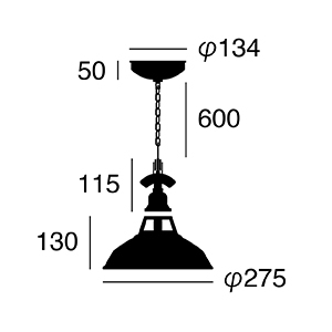 ARTWORK STUDIO SS-8036 Fisherman’s-pendant (S)　(フィッシャーマンズペンダント)　ブラック/バター/グリーン/ラシット/ビンテージグレー　【電球付き(白熱球)】
 寸法画像