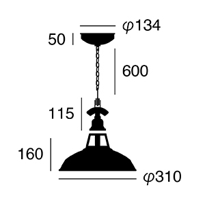 ARTWORK STUDIO SS-8037 Fisherman’s-pendant (M)　(フィッシャーマンズペンダント)　ブラック/バター/グリーン/ラシット/ビンテージグレー　【電球付き(白熱球)】
 寸法画像