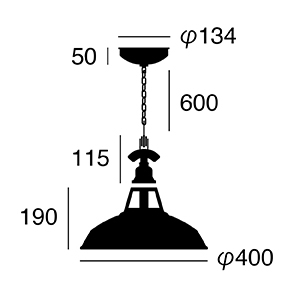 ARTWORK STUDIO SS-8038 Fisherman’s-pendant (L)　(フィッシャーマンズペンダント)　ブラック/バター/グリーン/ラシット/ビンテージグレー　【電球付き(白熱球)】
 寸法画像
