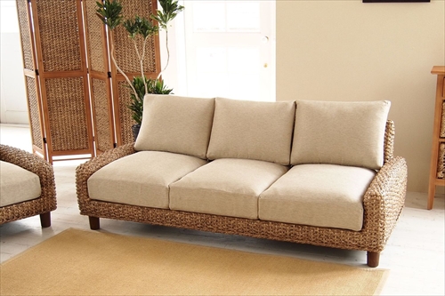 サンフラワーラタン C490-3BE ウォーターヒヤシンス 3Pソファ 画像1