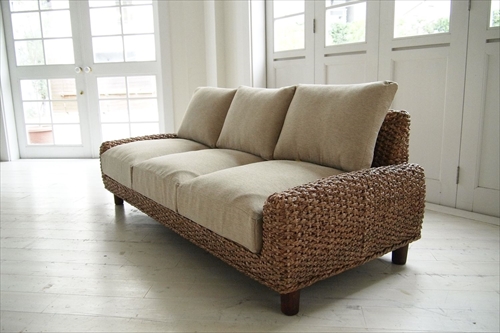 サンフラワーラタン C490-3BE ウォーターヒヤシンス 3Pソファ 画像2