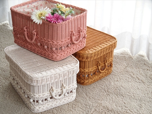 サンフラワーラタン GK808WW フィオーレ スタッキングバスケット 画像1