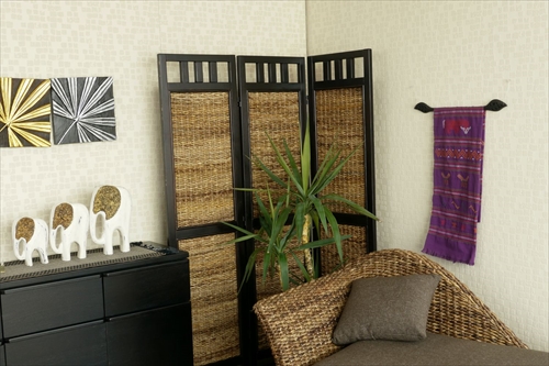 サンフラワーラタン S404-3AT バナナリーフ スクリーン 3連 画像2